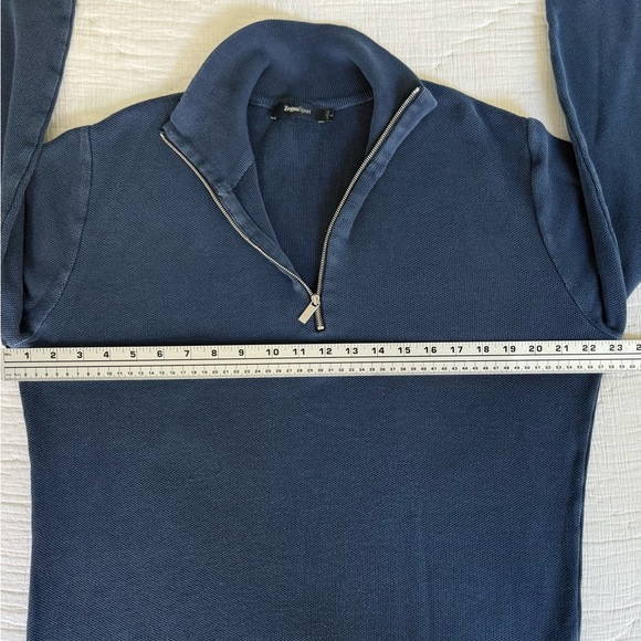 🔥ZegnaSport Men’s Half-Zip Cotton Sweater Navy Blue L | Italian Luxury Designer🔥 - Picture 5 of 13